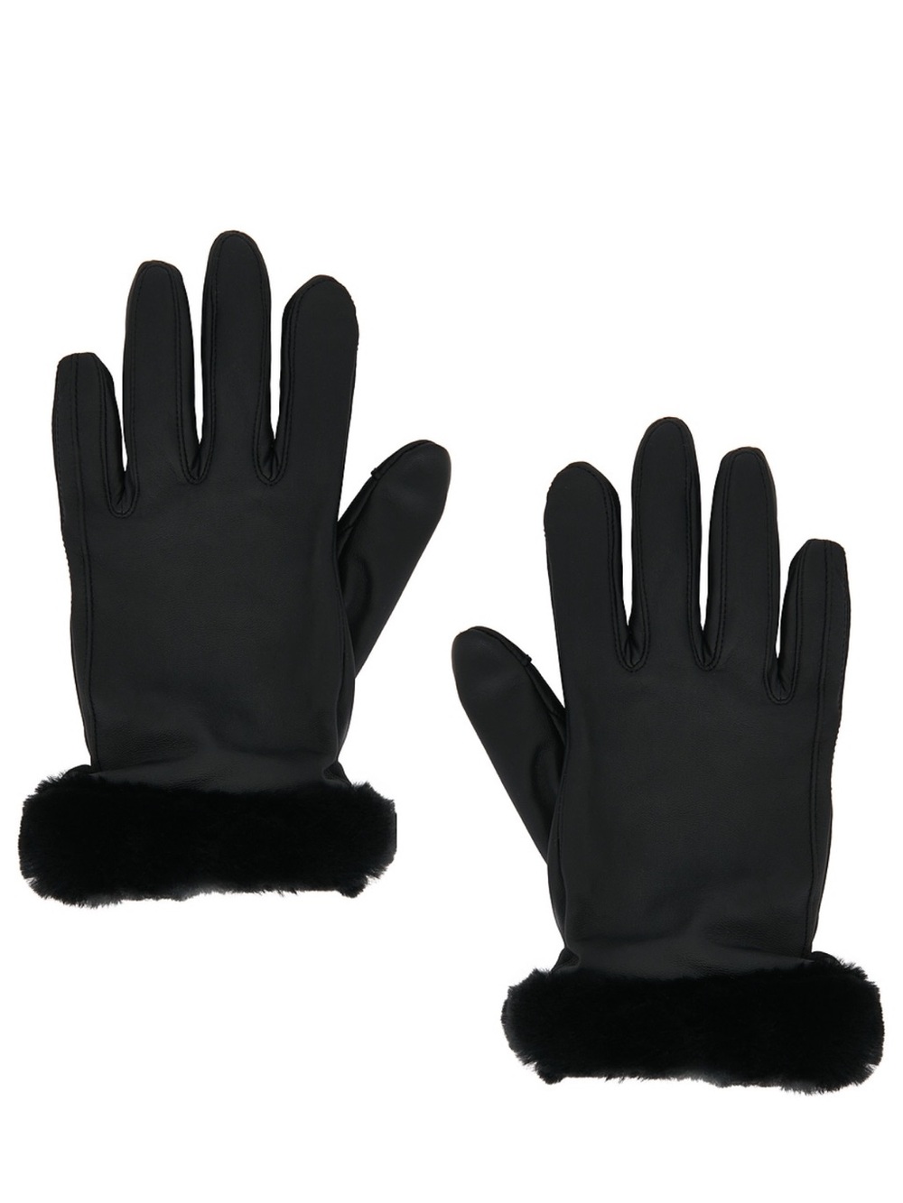 UGG Black Faux Shearling Cuff Women's Gloves